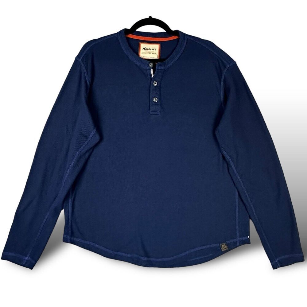 Hawke & Co Outfitters Men's‎ Size Large Navy 3 Button Thermal Henley Top